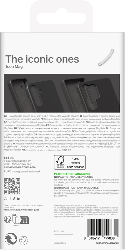 Këllëf telefoni Puro Rear Cover Samsung Galaxy S25, PU, i zi