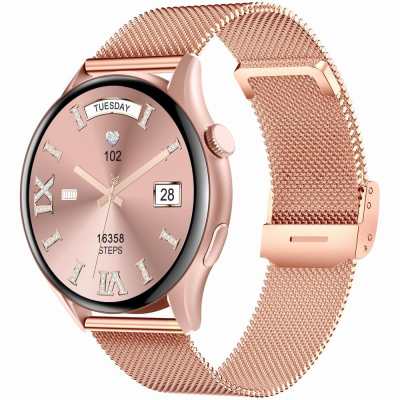 Ora inteligjente GRAVITY GT11-7, AMOLED 1.43", për femra, rose gold