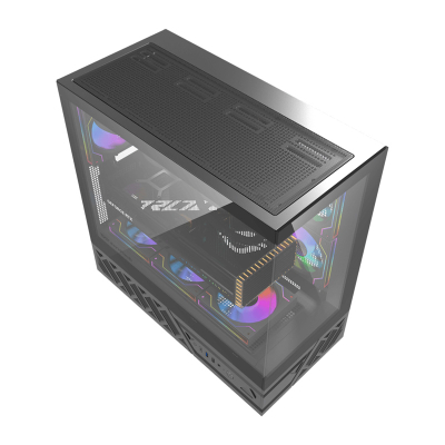 Kuti kompjuteri DarkFlash DS950 Mini Tower, 6 ventilatorë, panel anësor transparent, e zezë
