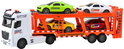 Set kamion lodër Lean Lora Tow Truck, 4 makina sportive, me drita edhe tinguj, shumëngjyrësh