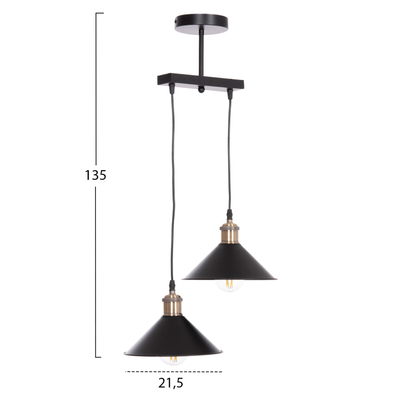 Llambadar tavani Llambadari HM7531.11, 2 drita, metal, i zi bakri