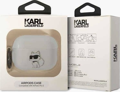 Kuti mbrojtëse Karl Lagerfeld KLAP2HNCHTCT për Apple AirPods Pro 2, TPU PC, transparente Ikonik Choupette