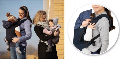 Mbajtëse bebe MoMi COLLETE, ergonomike, me kapuç me lule, gri