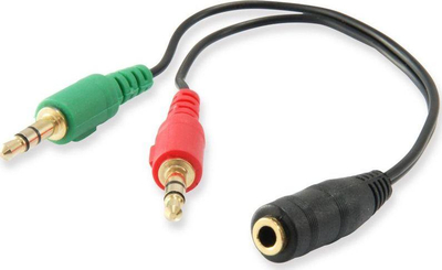 Kabllo EQUIP Jack 3.5mm x 2 0.2m (147941), e zezë