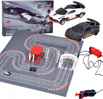 Pistë gare me makina me telekomandë Aom Raceway for Home, 2 makina, USB, gri