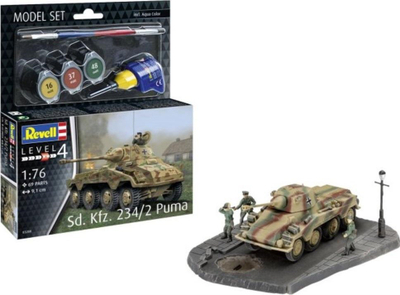 Set modelimi plastik Revell Model Set 63288 Sd.Kfz. 234/2 Puma, maket ushtarak, me bojëra dhe ngjitës