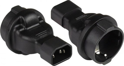 Adapter prize Alcasa PA-1402S, C14 në prizë Type F Schuko, 250V, i zi