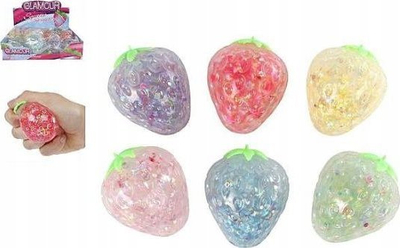 Lodër antistres Van Manen Squeeze Ball Strawberry, top luleshtrydhe 6 cm, me shkëlqim, shumëngjyrësh