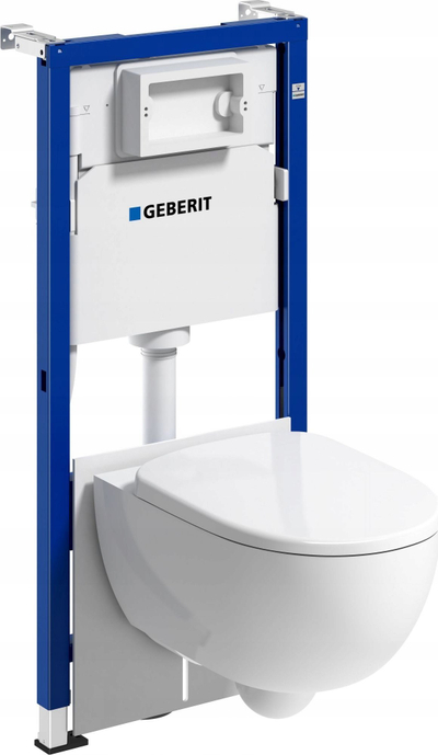 Set kornizë WC e varur Geberit Duofix Basic Selnova Premium, 112 cm, rezervuar Delta 12 cm, e bardhë