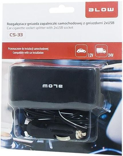 Karikues makine Blow Socket Splitter 2, 3 dalje çakmaku, 2x USB 5V, i zi