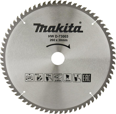 Disk prerës Makita Saw Blade For Aluminium 260x30, 70 dhëmbë, për alumin dhe plastikë