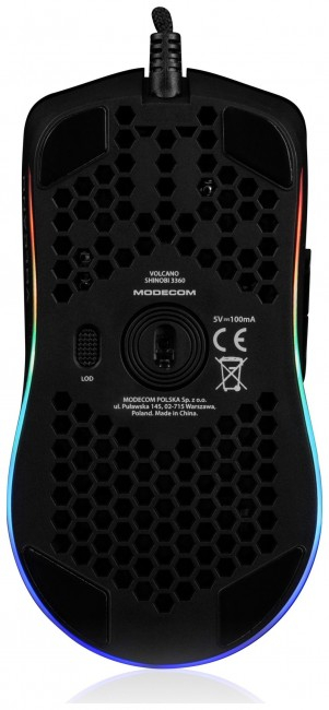 Mouse gaming Modecom Volcano Shinobi 3360, optik, RGB, i zi
