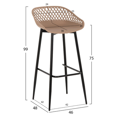Stol bari Avaya 46x48x99Hcm (HM8686.13), zezë