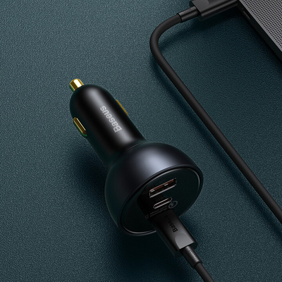 Karikues makine Baseus  1x USB-A, 2x USB-C, Quick Charge ™ 5, 160W, gri + kabllo Xiaomi USB-C