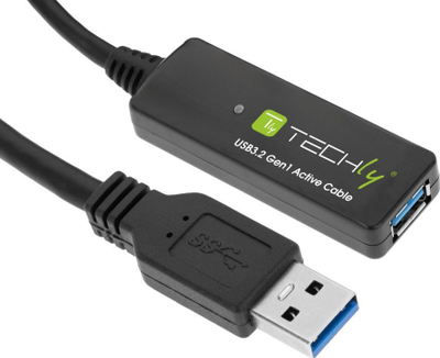 Kabllo USB Techly ICUR30100G, USB 3.2 Gen 1, 10 m, e zezë
