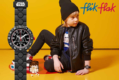 Orë dore Swatch Flik Flak Star Wars Darth Vader ZFFLP005
