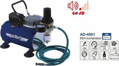 Kompresor mini Adler AD-4001, 140W, 25 l/min, blu