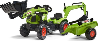 Traktor me pedale Falk Claas Celtis, me lopatë dhe rimorkio, jeshil