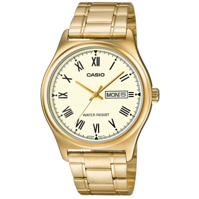 Ora dore Casio MTP-V006G-9BUDF, analoge, çelik inox, ngjyrë ari