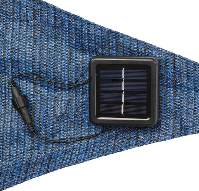 Tendë dielli HI Sun Shade Sail, trekëndore 3x3x3 m, 100 LED me panel dielli, blu