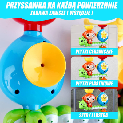 Lodër banjoje Woopie 5‑n‑1, lodër uji me gotë, me kupa vakumi, shumëngjyrëshe