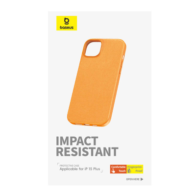 Mbulesë telefoni Baseus Fauxther Series për iPhone 15 Plus, lëkurë PU, portokalli