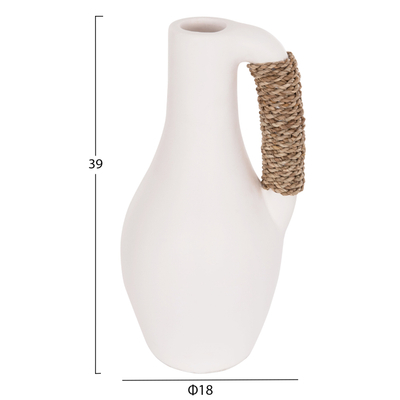 Vazo dekorative tavoline CAMMER HM4687.02L, terrakote, 39cm, e bardhë