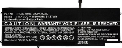 Bateri për laptop Razer RC30 0196, 11.4V, 4550mAh 51.87Wh, e zezë