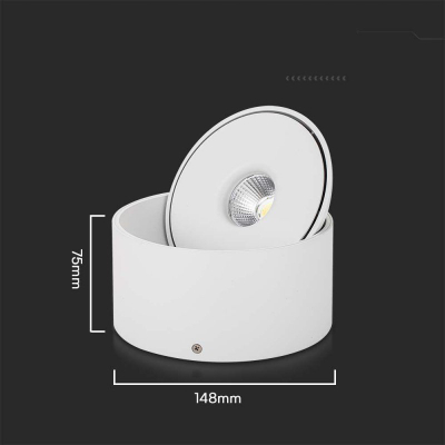 Spot drite i rrumbullakët V-TAC VT-2825, 20W COB LED, 3n1, i bardhë