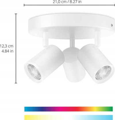 Spot tavan inteligjent WiZ Imageo, LED RGB 3x5W, Wi‑Fi Bluetooth, i bardhë