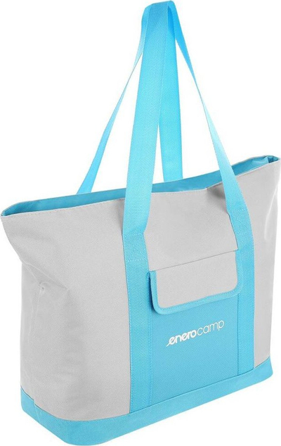 Çantë termike Enero Camp, 25L, portative, blu e çelët me gri