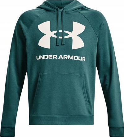 Bluzë me kapuç Under Armour Rival Fleece Big Logo HD për burra, pambuk me poliester, e gjelbër