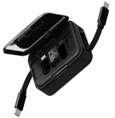 Kabllo USB Energea Bazic GoCharge Loop 5n1, 1m, 60W, e zezë