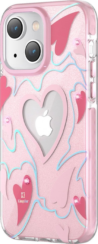 Заштитна маска за телефон Kingxbar Heart Star, за iPhone 14 Plus, ТПУ, розова