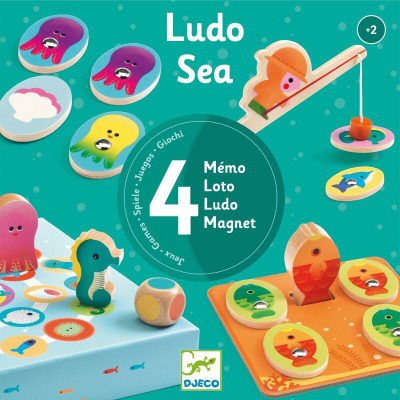 Lojë tavoline Djeco Ludo Sea, për fëmijë, shumëngjyrëshe