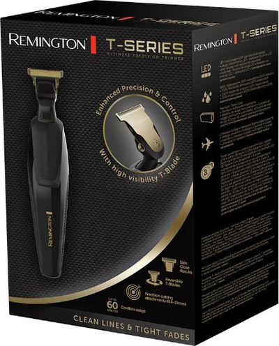 Trimer flokësh Remington T-series MB7000, me bateri të rikarikueshme, teh T për punë të imët, i zi
