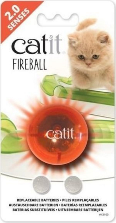 Играчка за мачки Catit Fireball 2.0, топка со светла, 4 cm, портокалова