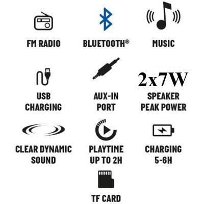 Altoparlant pa kabëll Umbro 494630BL, 2x7W, Bluetooth, i zi