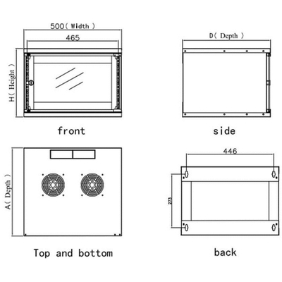 Kabinet muri Techly 19" 6U, 50kg, i zi