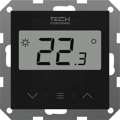 Termostat me kabllo Tech F-12B STF-12BBK, për kornizë 55mm, me ekran LCD, i zi