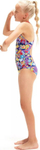 Kostum noti për goca Speedo Girl's Splashback, ECO Endurance+, me print shumëngjyrësh, blu me të kuqe