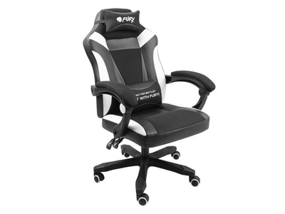 Karrige lojërash Fury Avenger M+, 150kg, e zezë/e bardhë