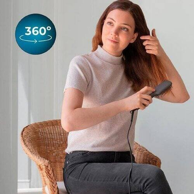 Furçë drejtimi flokësh Cecotec InstantCare 400 Perfect Brush, 190°C, qeramike tourmaline, ngjyrë e zezë