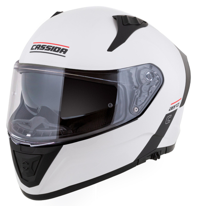 Helmetë moto Cassida Aero Solid 2026, integrale, polikarbonat, e bardhë e zezë