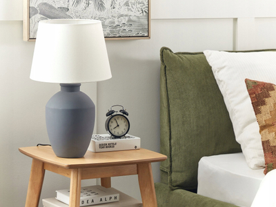 Lampë tavoline Beliani Arcos, qeramike, 55 cm, gri