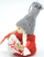 Varëse dekorative Krishtlindjesh Saska Christmas Hanging Doll, kukull me zile, druri dhe tekstil, e kuqe gri
