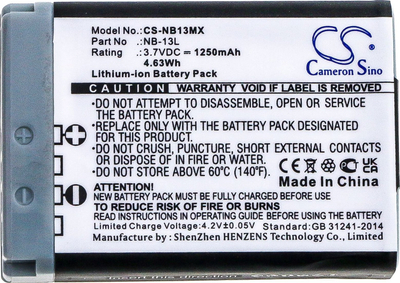 Bateri për kamera Cameron Sino NB-13L, 1250mAh, Li-ion, jeshile