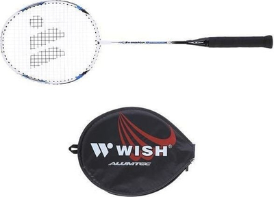 Raketë badminton Wish Steeltec 9, çelik, me mbulesë, bardh e kaltër