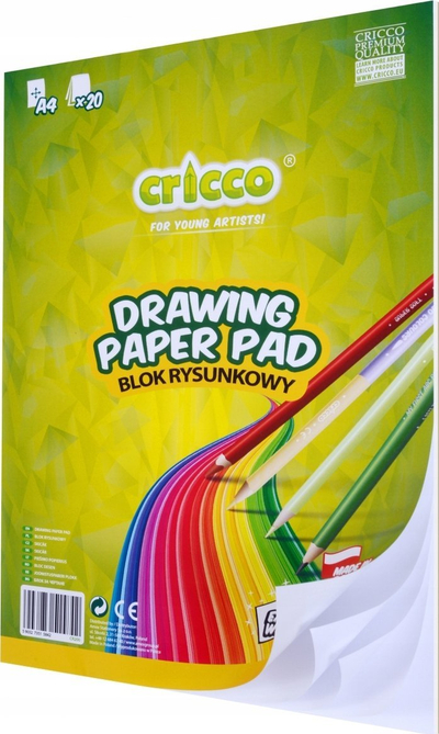 Bllok vizatimi Cricco A4, 20 fletë, 170g, i bardhë