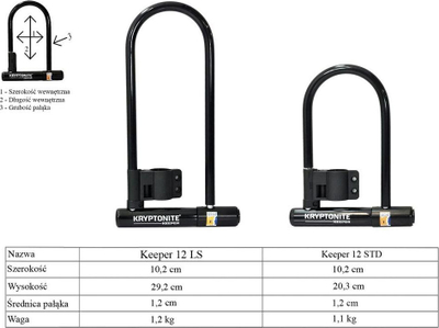 Dry biçiklete Kryptonite Krypt Keeper U Lock, hark çeliku 12mm, me mbajtës kornize, ngjyrë e zezë